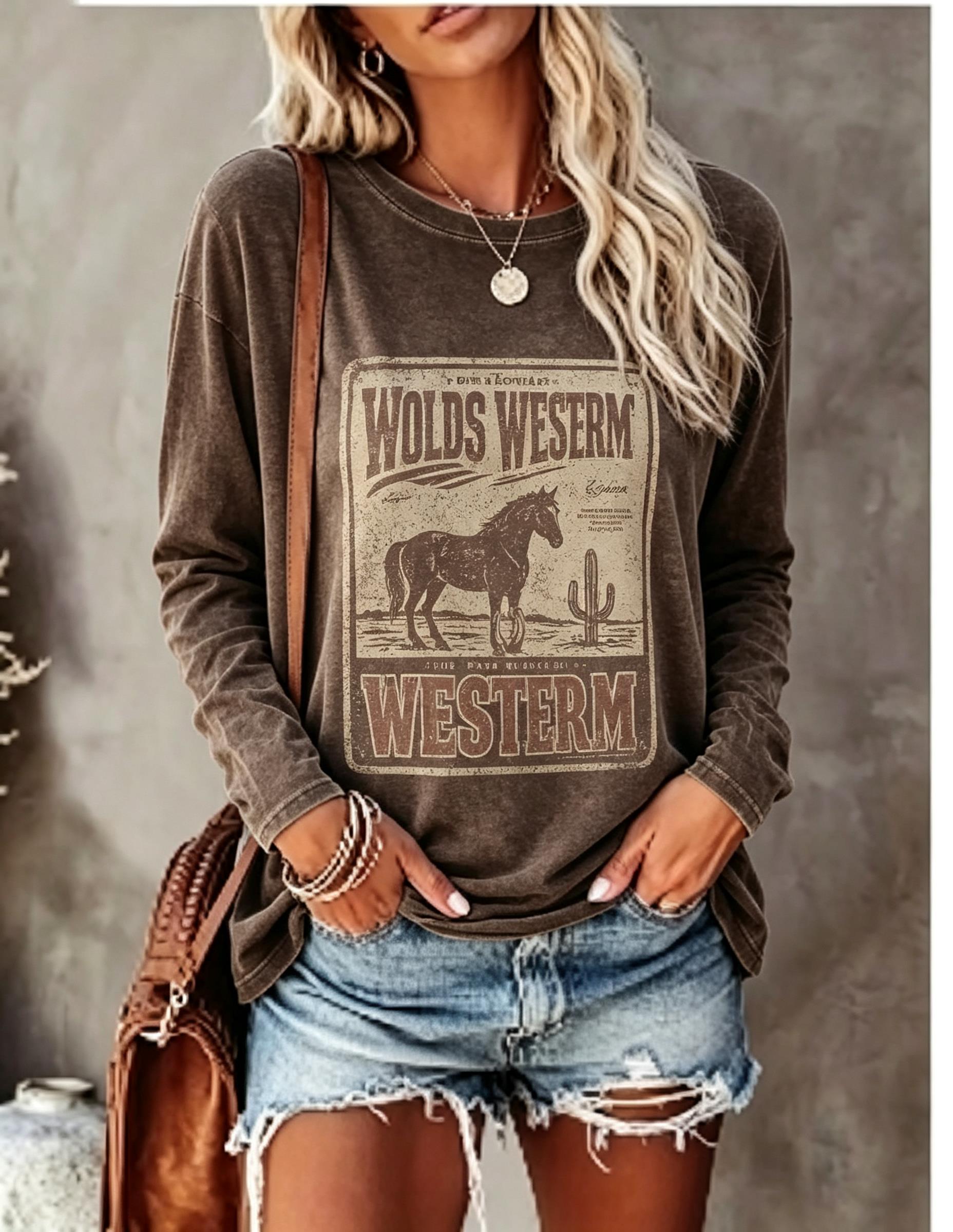 T-Shirts - Camiseta de manga comprida para mulher,