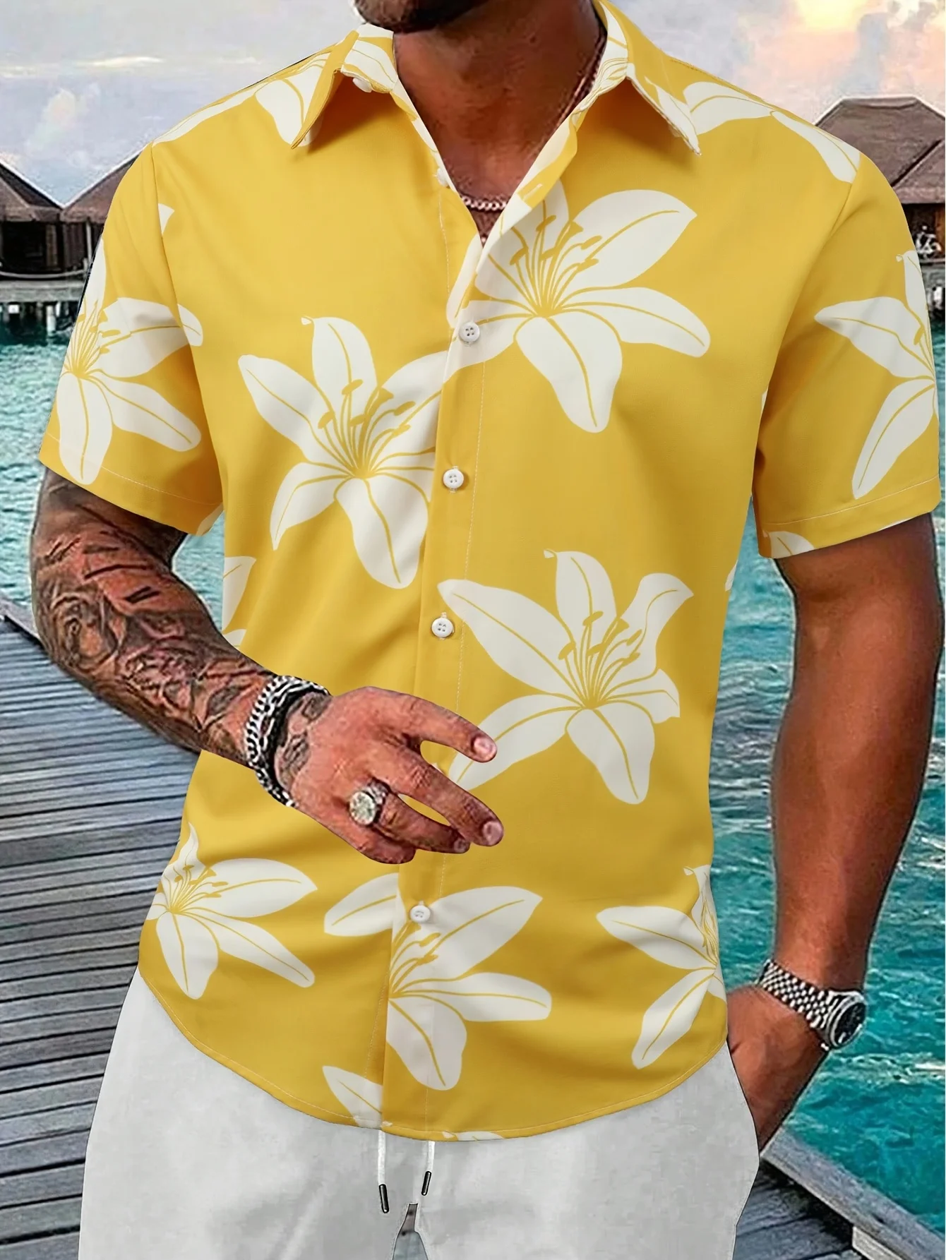 Camisa Aloha Havaiana Oversize - Vintage Hawaiian Floral Shirt avaliação e preço
