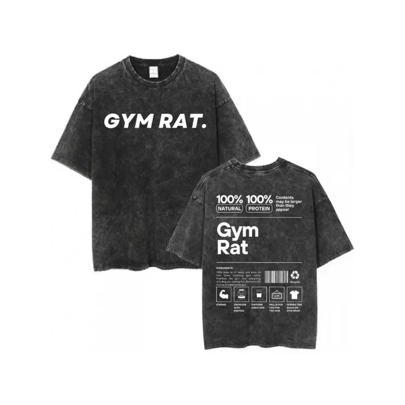 Camiseta Vintage Gym Rat, cort - Acid Wash Vintage Graphic T Shirt avaliação e preço